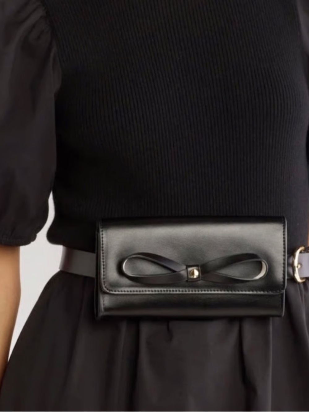 Kate Spade ♠️ Black Leather Belt Bag size S/M - Picture 1 of 5